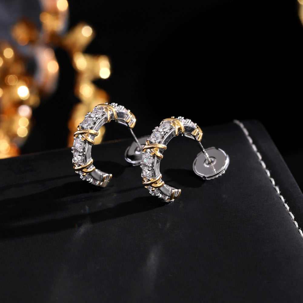 A925 Needle White K Electroplated Noble Cold Affordable Luxury Style Earrings